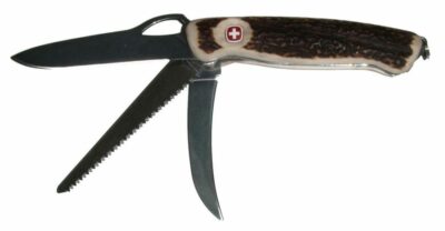 Poľovnícky zatvárací nôž WENGER z parohu (nôž+pílka+párak)