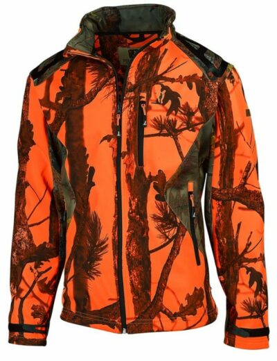 Maskovacia softshellová bunda s vysokým golierom a kapucňou PERCUSSION Softshell GhostCamo