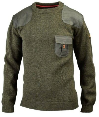 Pánsky poľovnícky sveter so spevnenými pleciami a náprsným vreckom PERCUSSION Jagd 89-676-01