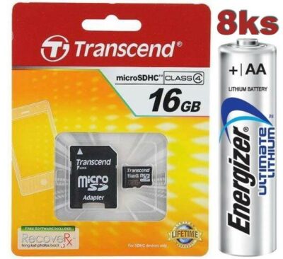 STARTER SET pre fotopascu - 1x SD karta 16GB + 8x AA batéria ENERGIZER LITHIUM